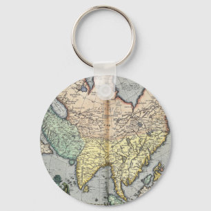 Vintage Map of Asia   1592 Key Ring