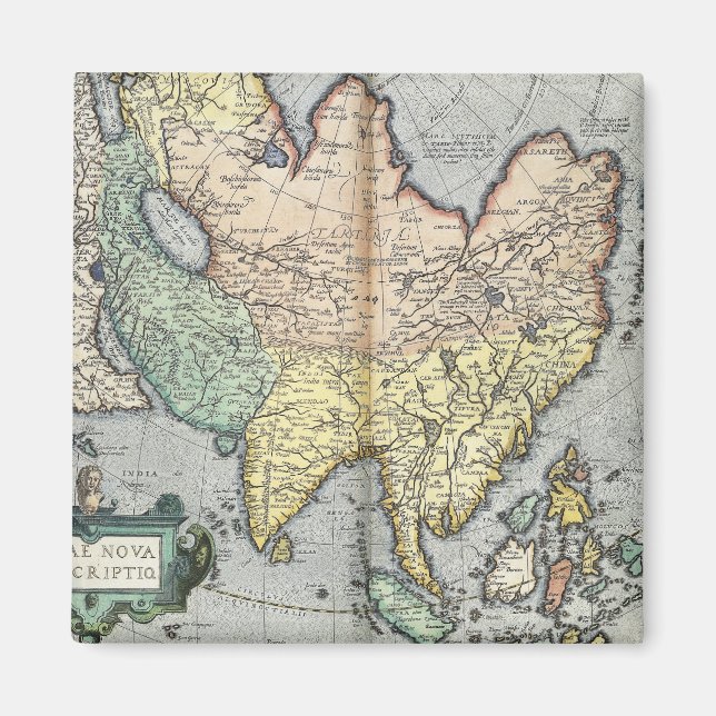 Vintage Map of Asia | 1592 Magnet (Front)