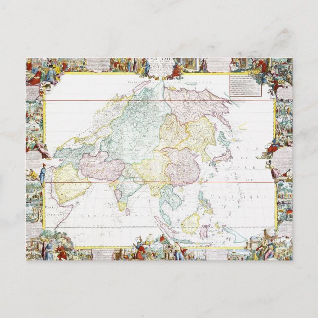 Vintage Map of Asia | 1786 Postcard (Front)