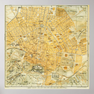 Vintage Map of Athens Greece (1894) Poster