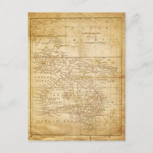 Vintage Map of Australasia Postcard