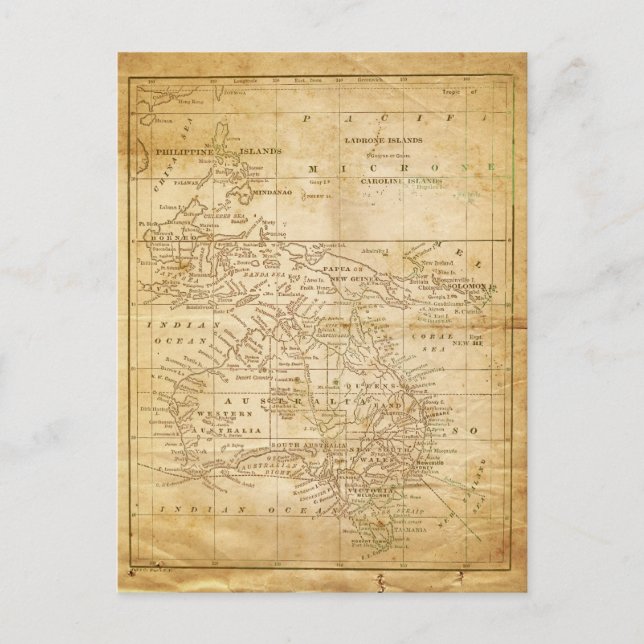 Vintage Map of Australasia Postcard (Front)