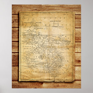 Vintage Map of Australasia Poster