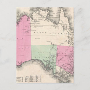 Vintage Map of Australia (1862) Postcard