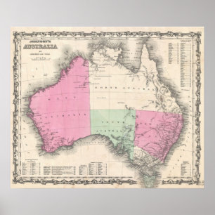Vintage Map of Australia (1862) Poster