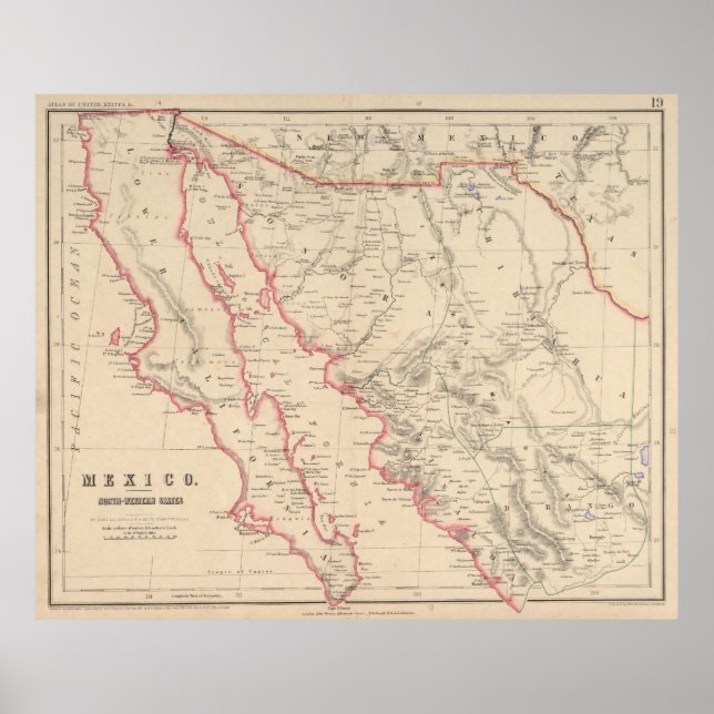 Vintage Map of Baja California (1857) Poster (Front)