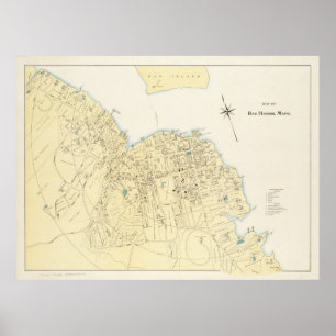 Vintage Map of Bar Harbour Maine (1897) Poster