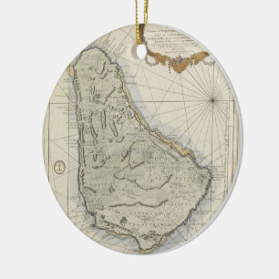 Vintage Map of Barbados (1758) Ceramic Tree Decoration