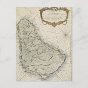 Vintage Map of Barbados (1758) Postcard