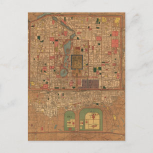 Vintage Map of Beijing China (1914) Postcard