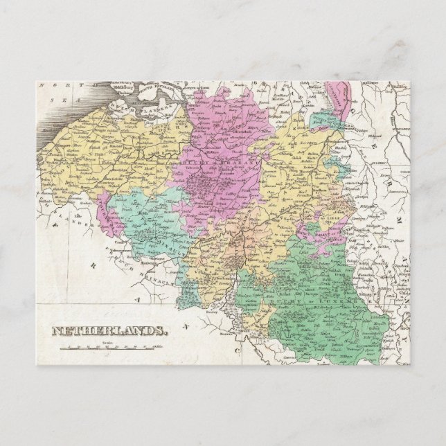 Vintage Map of Belgium (1827) Postcard (Front)