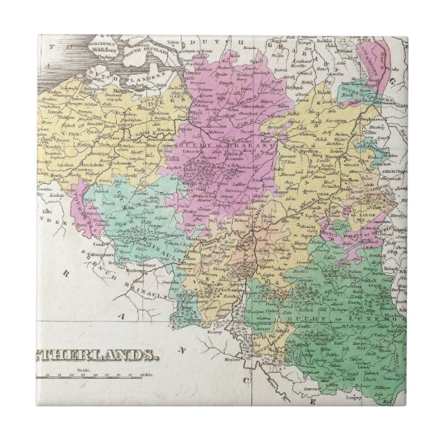 Vintage Map of Belgium (1827) Tile (Front)