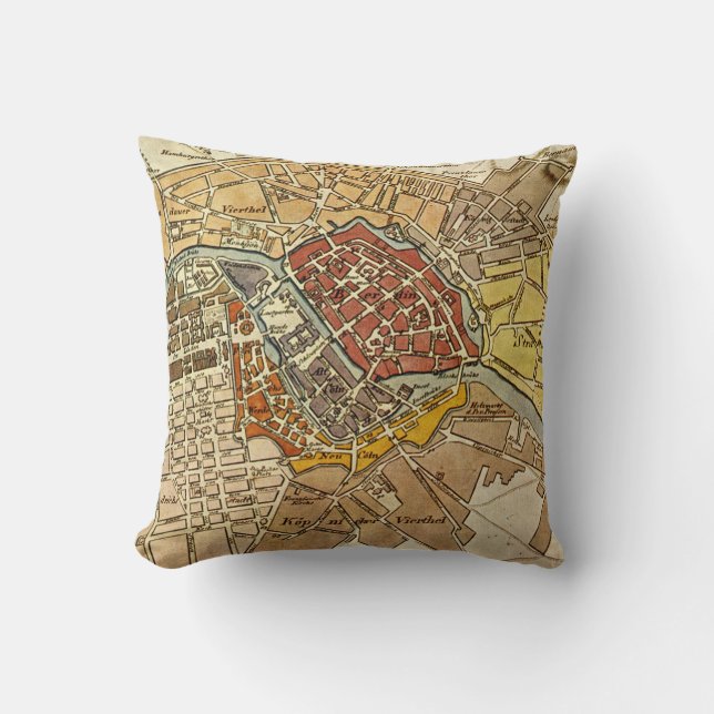 Vintage Map of Berlin Germany (1789) Cushion (Front)