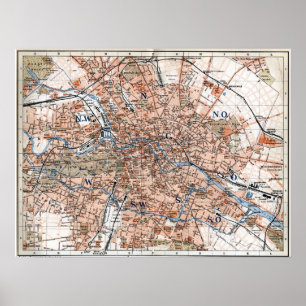 Vintage Map of Berlin Germany (1894) Poster