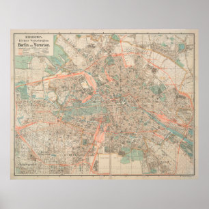 Vintage Map of Berlin Germany (1904) Poster