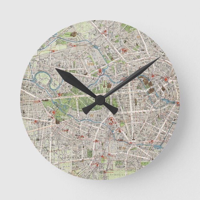 Vintage Map of Berlin Germany (1905) Round Clock (Front)