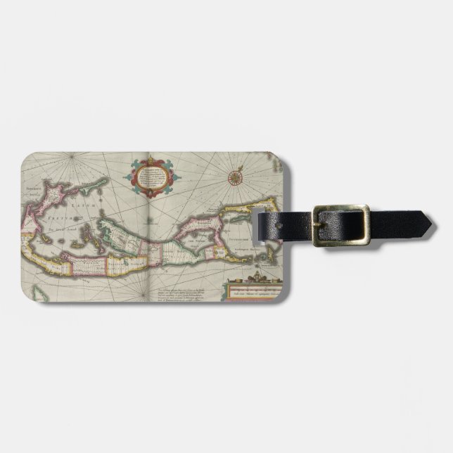 Vintage Map of Bermuda (1638) Luggage Tag (Front Horizontal)