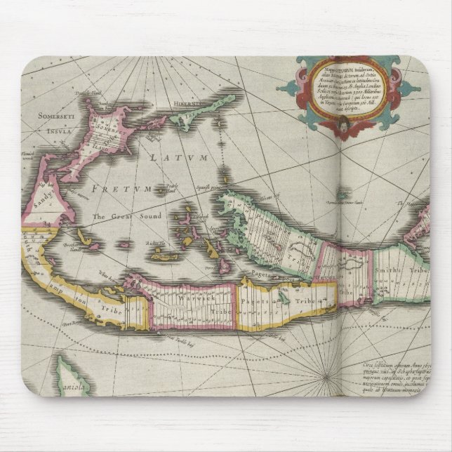 Vintage Map of Bermuda (1638) Mouse Pad (Front)