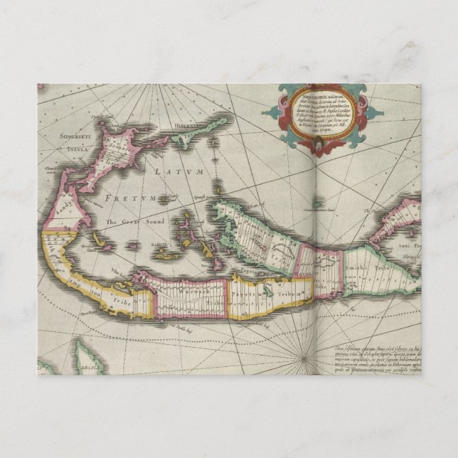 Vintage Map of Bermuda (1638) Postcard (Front)