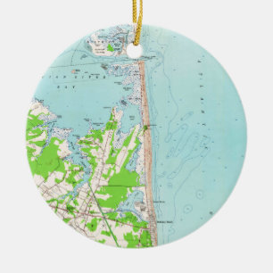 Vintage Map of Bethany Beach Delaware (1954) Ceramic Tree Decoration