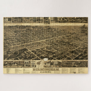 Vintage Map of Birmingham, Alabama (1885) Jigsaw Puzzle