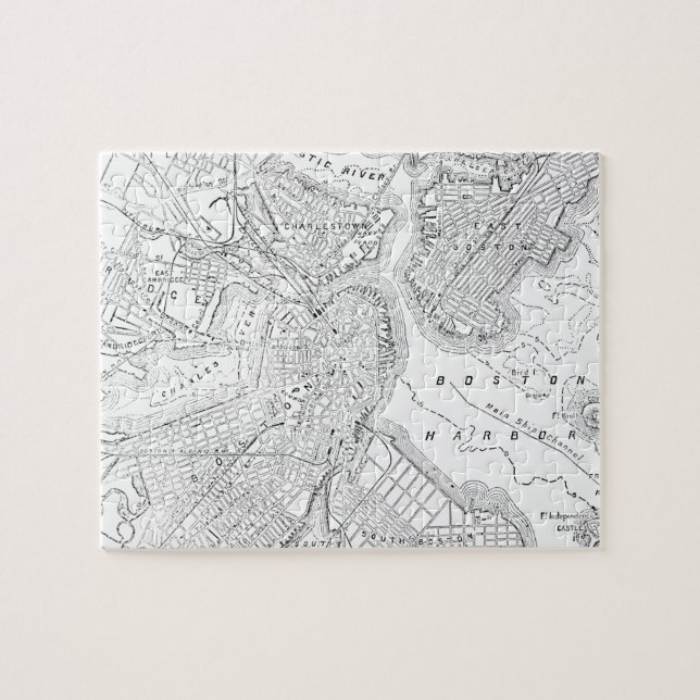 Vintage Map of Boston (1878) Jigsaw Puzzle (Horizontal)