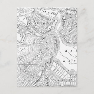 Vintage Map of Boston (1878) Postcard