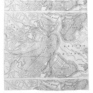 Vintage Map of Boston (1878) Shower Curtain