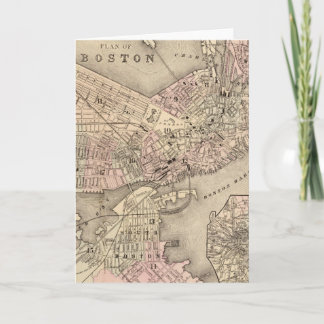 Vintage Map of Boston (1880) Card