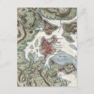 Vintage Map of Boston Harbour (1807) Postcard