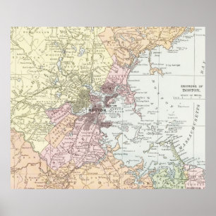 Vintage Map of Boston Massachusetts (1903) Pale Poster