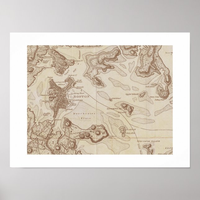 Vintage Map of Boston Poster (Front)