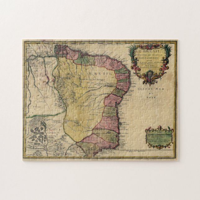 Vintage Map of Brazil (1719) Jigsaw Puzzle (Horizontal)