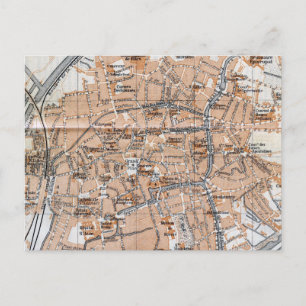 Vintage Map of Bruges (1905) Postcard