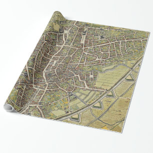 Vintage Map of Brussels Belgium (1698) Wrapping Paper