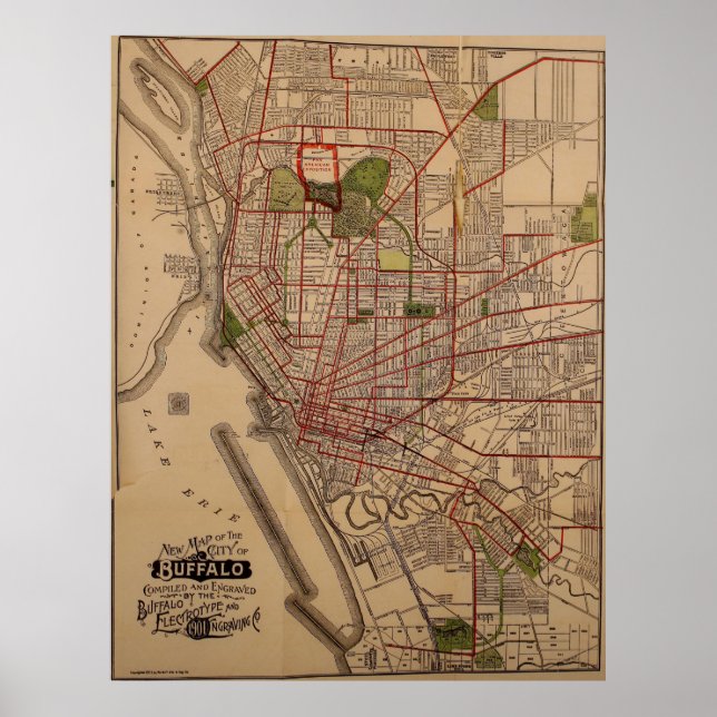 Vintage Map of Buffalo NY (1901) Poster (Front)