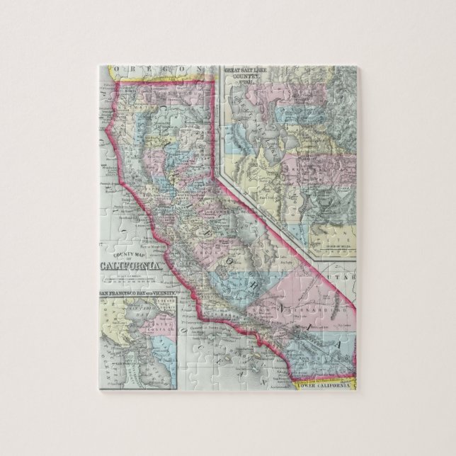 Vintage Map of California (1860) Jigsaw Puzzle (Vertical)