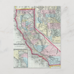 Vintage Map of California (1860) Postcard