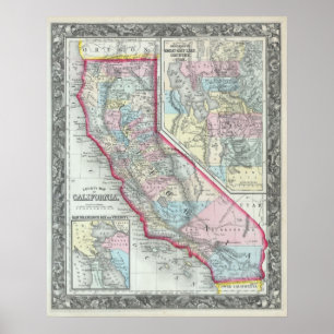 Vintage Map of California (1860) Poster