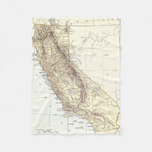 Vintage Map of California (1878) Fleece Blanket