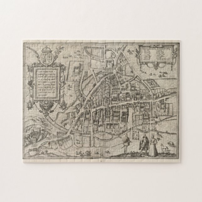 Vintage Map of Cambridge England (1575) Jigsaw Puzzle (Horizontal)