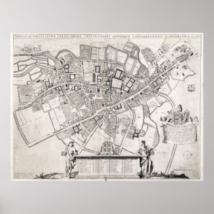 Vintage Map of Cambridge England (1690) Poster