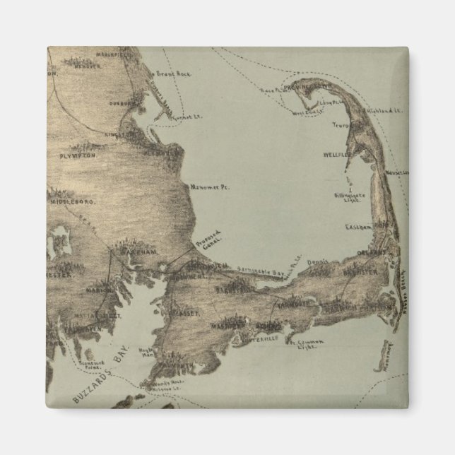 Vintage Map of Cape Cod (1885) Magnet (Front)