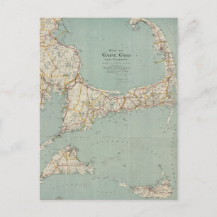 Vintage Map of Cape Cod (1917) Postcard