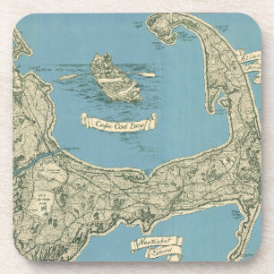 Vintage Map of Cape Cod (1945) Coaster