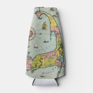 Vintage Map of Cape Cod Bottle Cooler