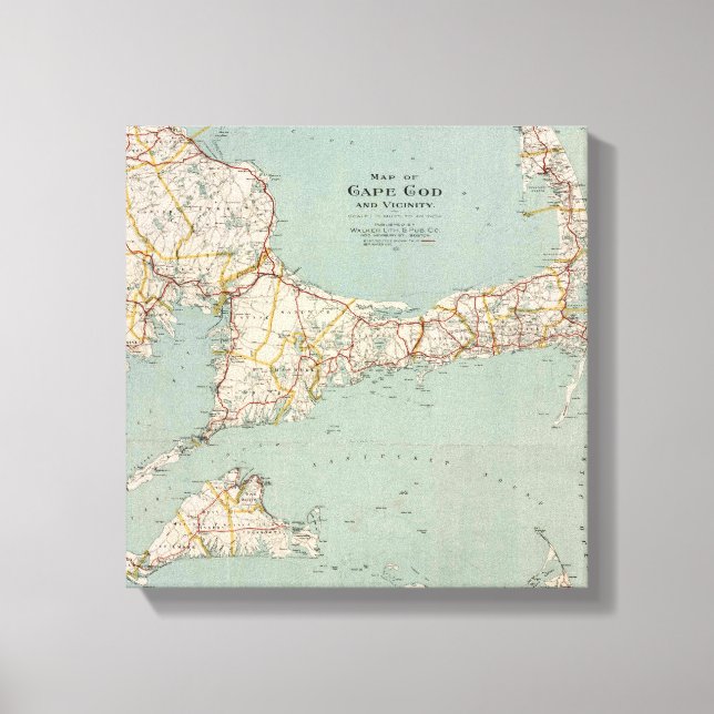 Vintage map of Cape Cod, Massachusetts Canvas Print (Front)