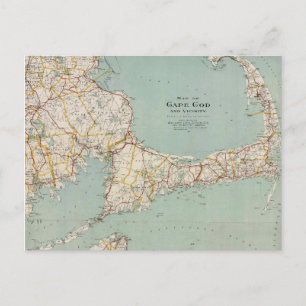 Vintage map of Cape Cod, Massachusetts Postcard