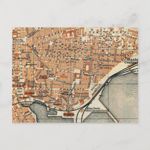 Vintage Map of Catania Italy (1905) Postcard