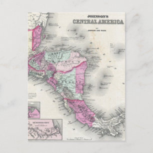 Vintage Map of Central America (1864) Postcard